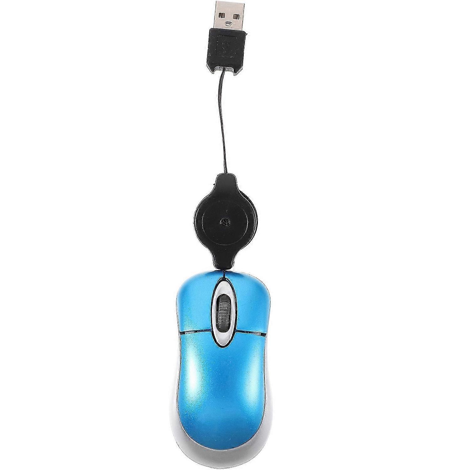 Mini Compact Travel Optical Mouse Retractable Cord Plug and Play for Apple Dell HP Lenovo Windows