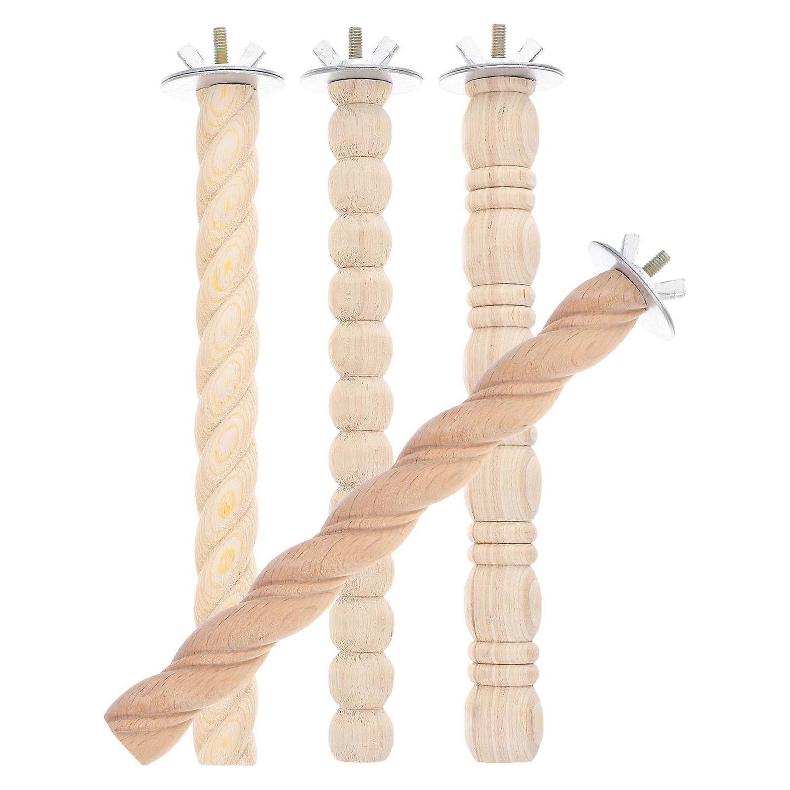 Bird Cage Stand 4PCS Durable Wooden Perch for Parakeets, Macaws, Finches – Multi Use Design for Chewing & Playing