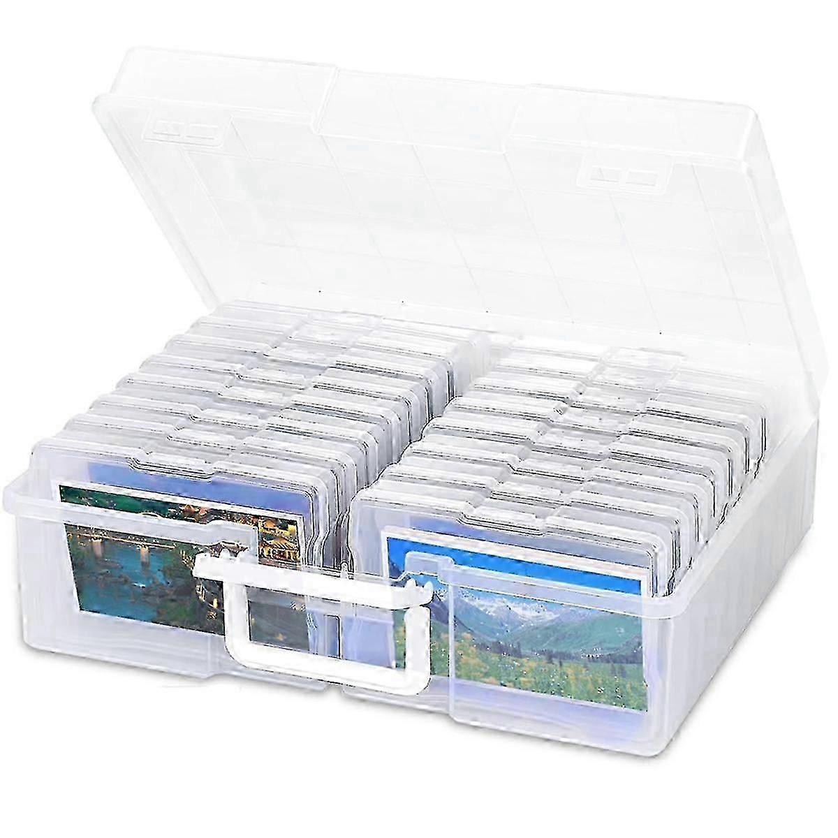 Portable Photo Storage Boxes,with 16 Interior Compartments,Capacity Up to 1600 4X6 Inch Photos,for S
