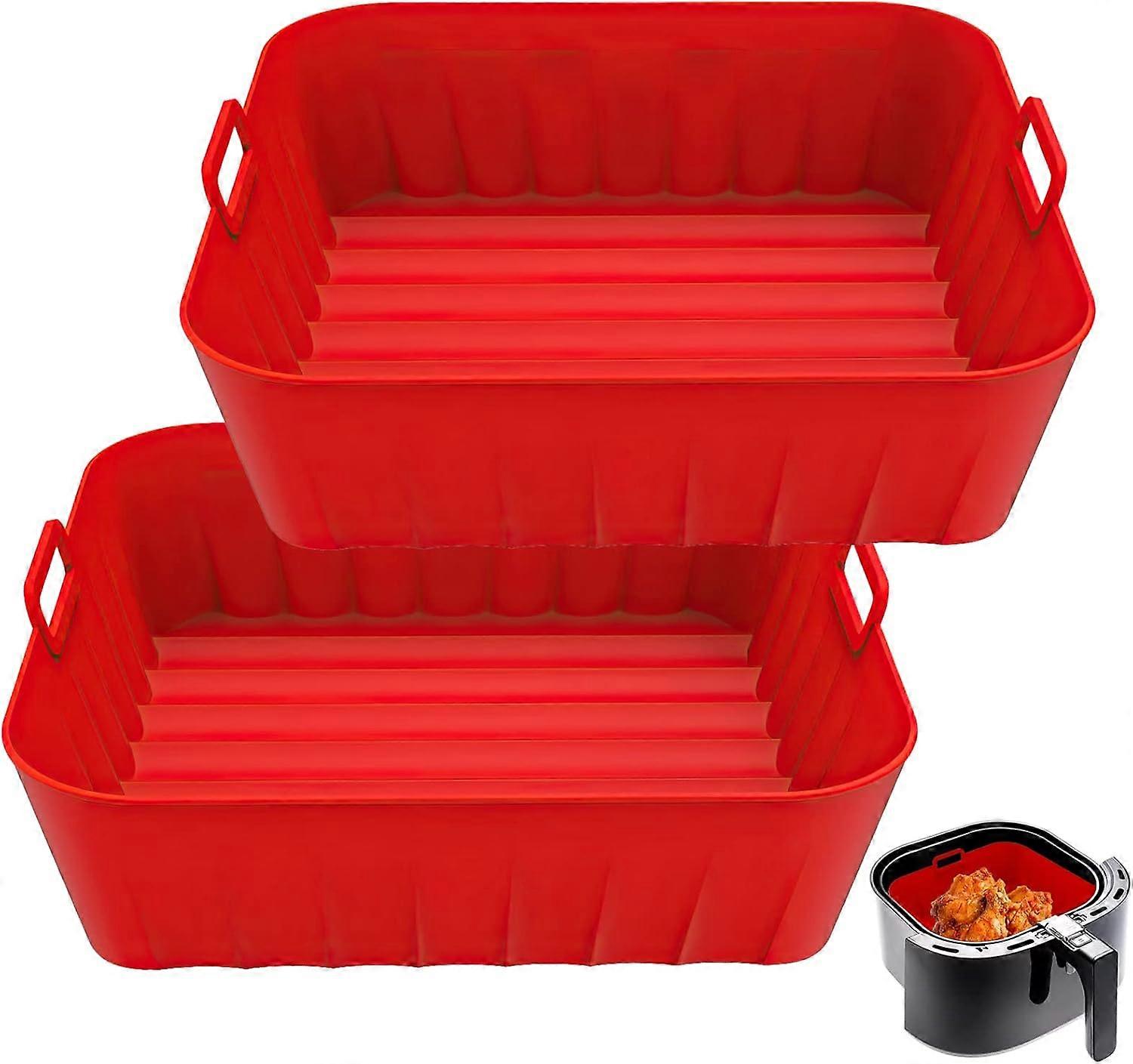 2-pack air fryer liners square, 8.3-inch reusable air fryer inserts, suitable for tower ovens with 4 to 7 QT (Red)