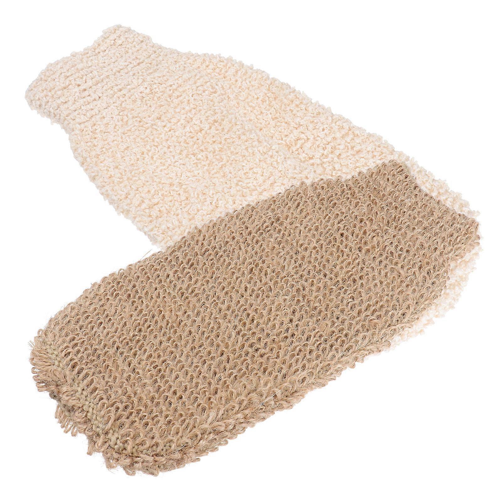 Brown Bath Gloves for Shower Use with Strong Decontamination Ability and Gentle Massage Synthetic Material