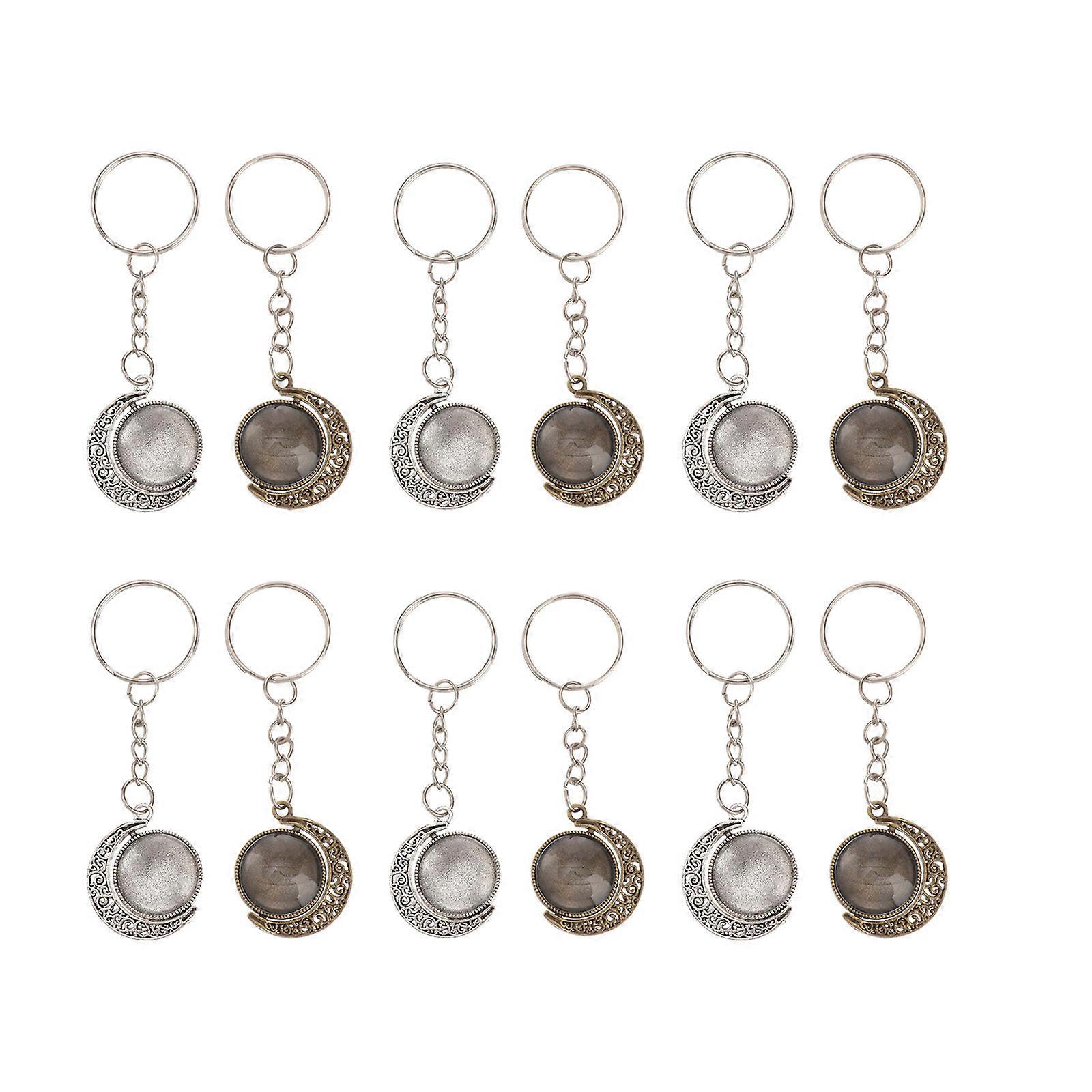 1 Set of Pendant Trays with Cabochons Key Chain Pendant Blank Cameo Bezel Settings