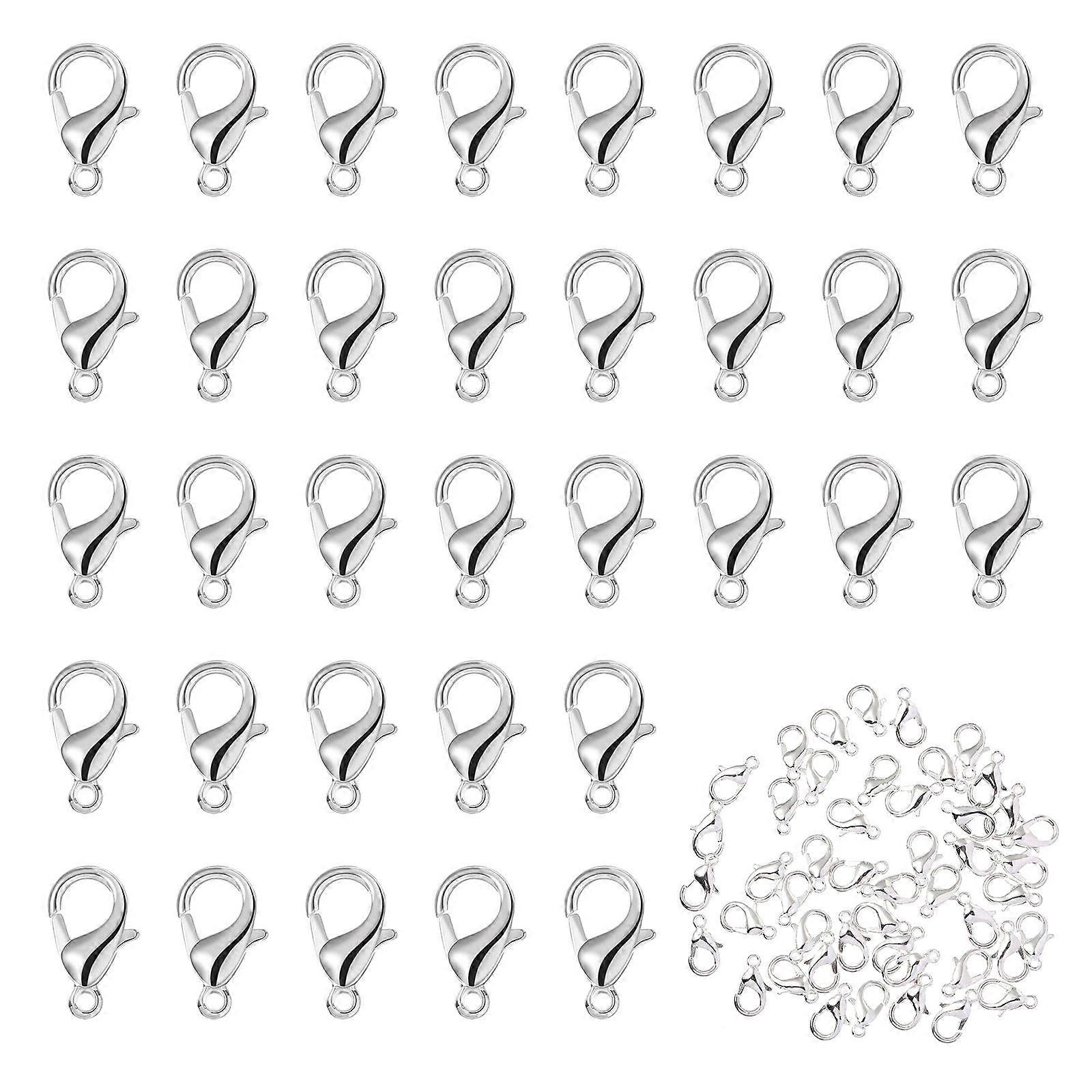 ULTNICE 100pcs合金ロブスタークロークラスプスナップファスナーフックDIYブレスレットネックレスジュエリーシルバー