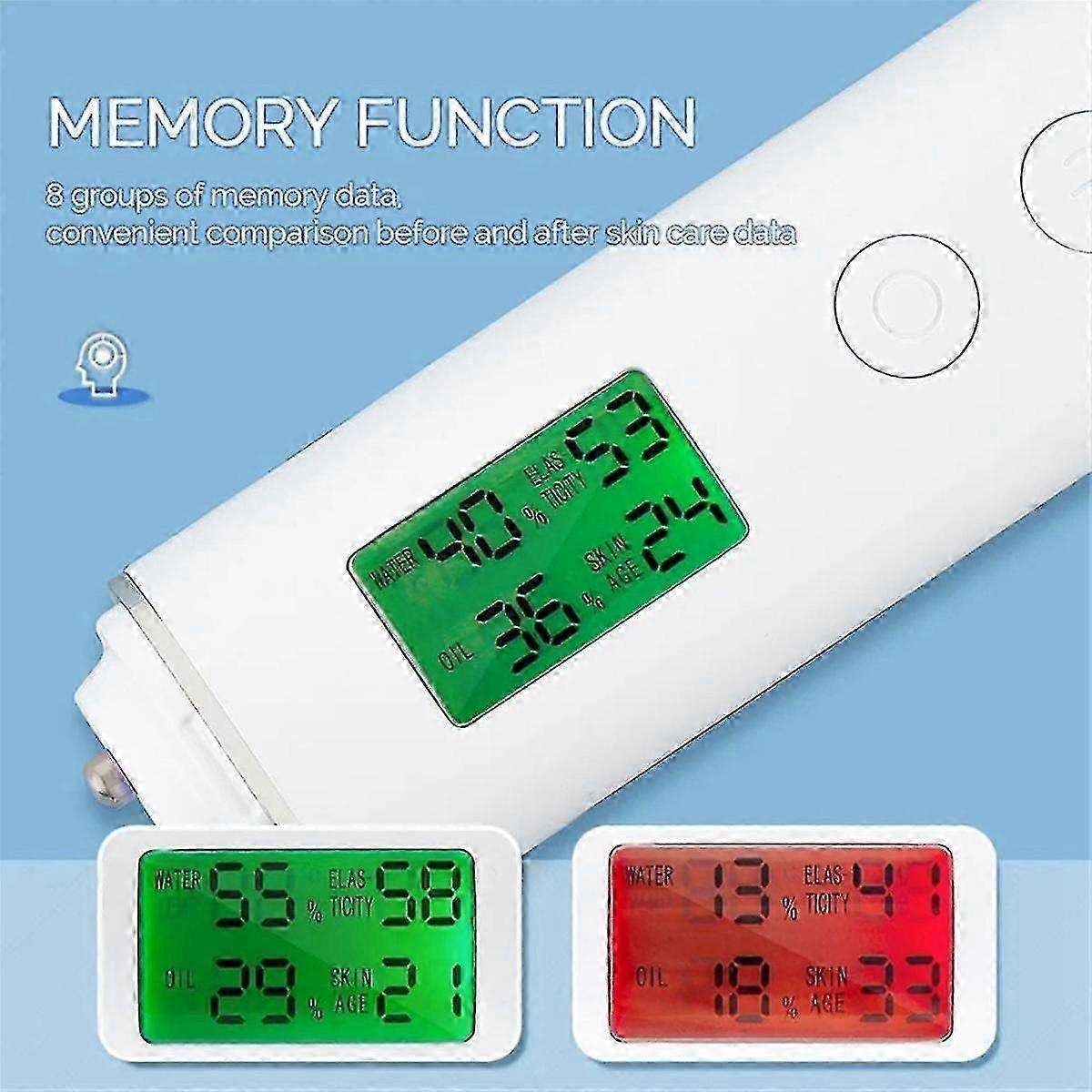 Hudfugtighedstester Smart vand- og olietester LCD-skærm Ansigtshudfugtighedsmåler fluorescerende