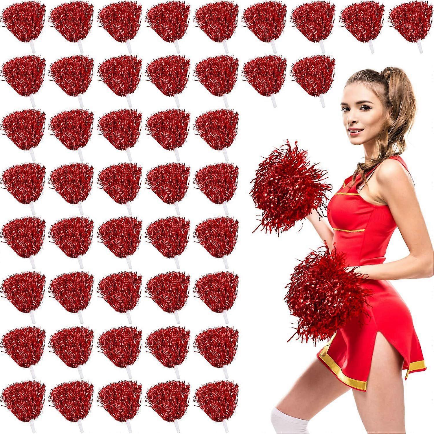 2025 Latest Model 60 Pcs Cheerleading Pom Poms Metallic Foil Cheer Pompoms Bulk