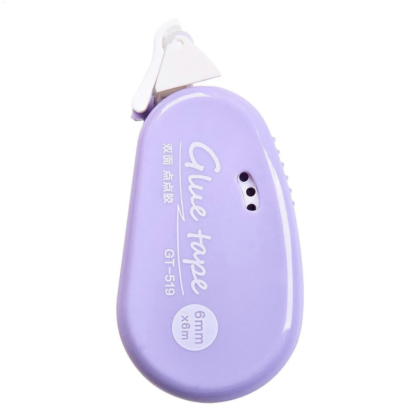 Double-Sided Tape Roll for Scrapbooking, Retractable Dispenser, Violet Adhesive Tape for Notebooks and Books