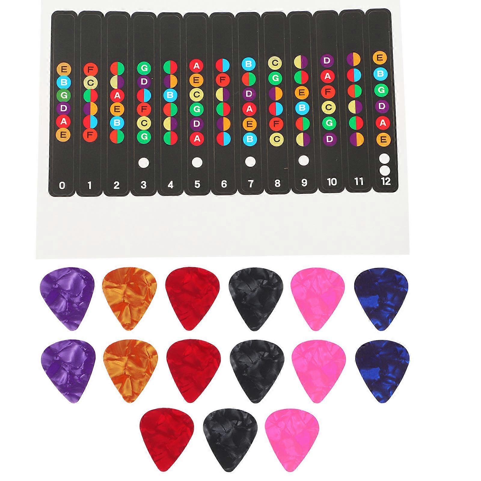 Guitar Learning Helping Stickers Rectangle Shape Guitar Supplies Acoustic Guitar Pick 3 Sets