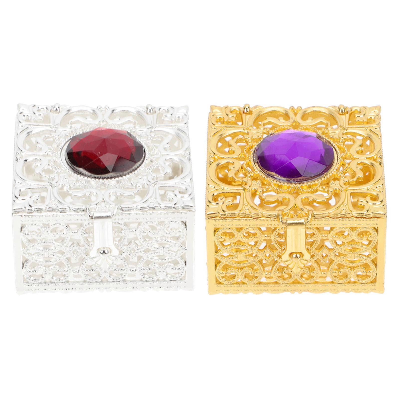 Vintage Style Decorative Jewelry Box Set Multi Functional Earring & Ring Case for Compact Storage and Home Organization