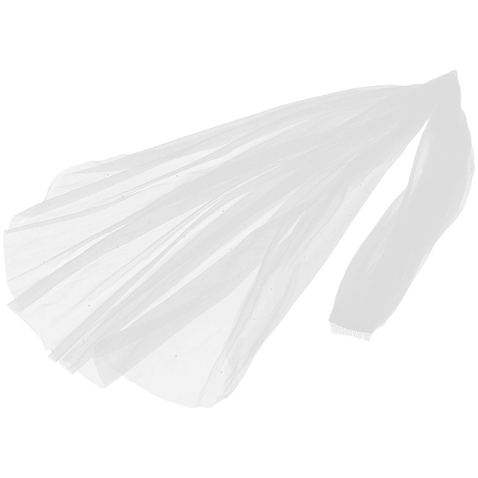 Elegant Minimalist Bridal Veil with White Beading and Fake Pearls – Includes Comb for Bride Hair Accessories – Perfect for Wedding, Bridal Shower,