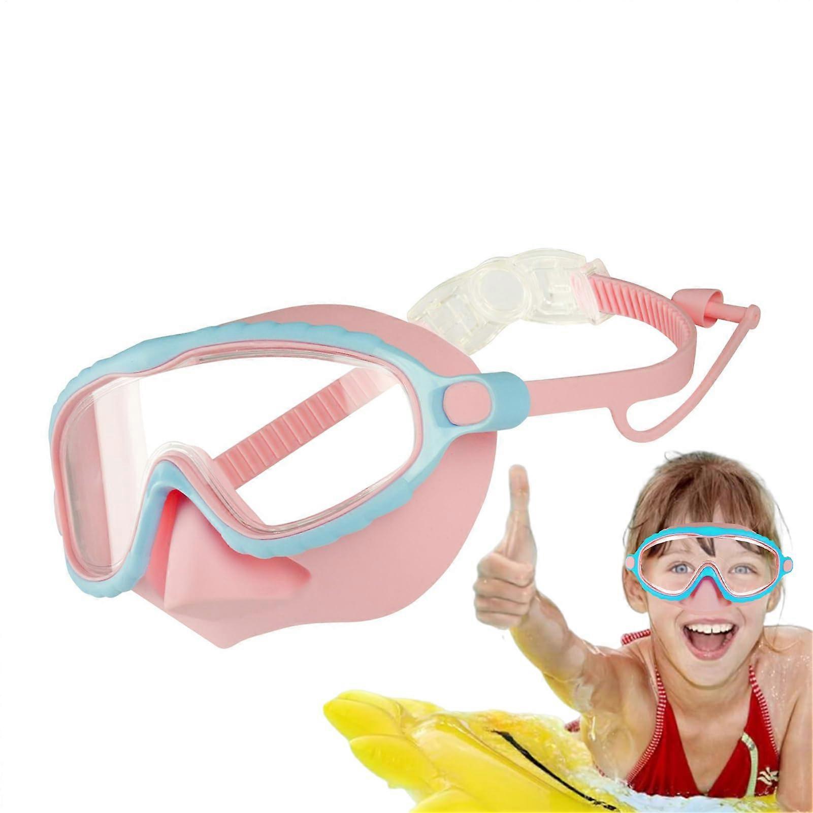 "Snorkel Goggles with Nose Cover – Anti-Fog Swimming Goggles for Girls, Pink, Pool & Diving Gear, Comfortable Fit"