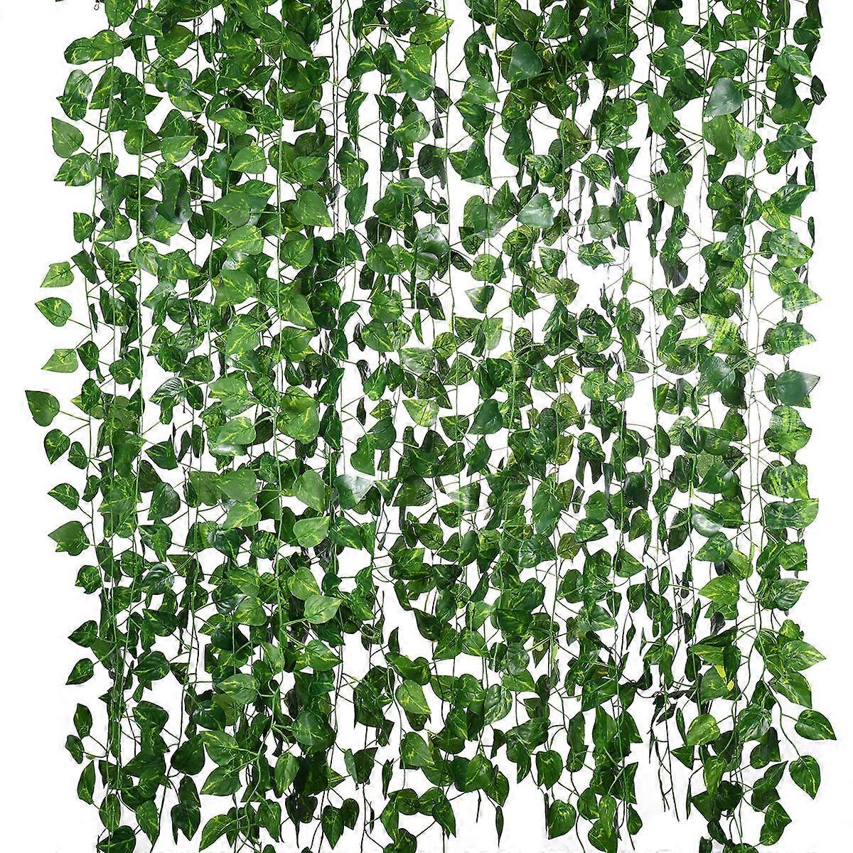 Garden Decoration IMIKEYA Artificial Vines Green Scindapsus Leaves Wall Fence Stairway Decor 18Pcs