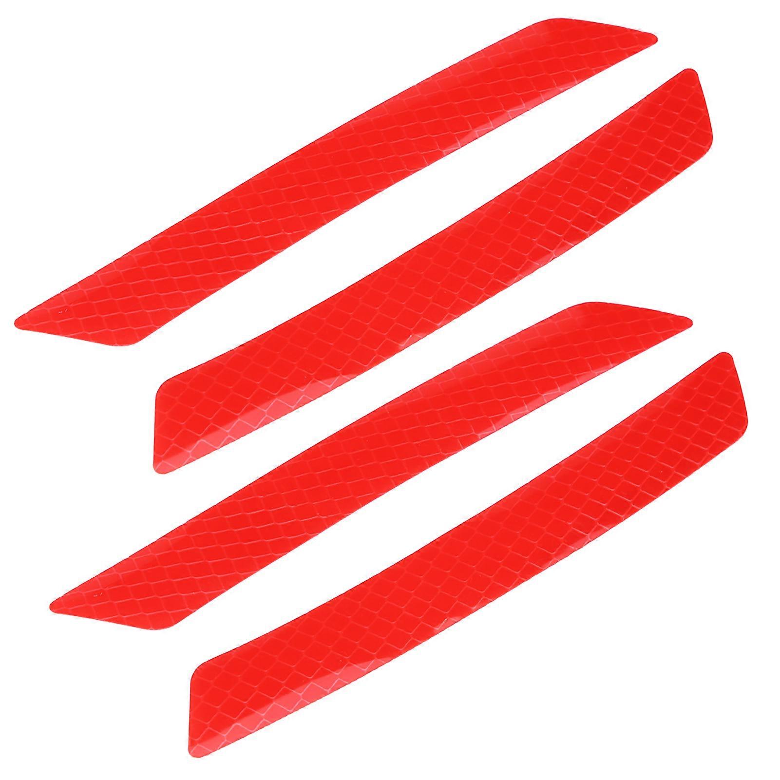 4pcs Car Wheel Bumper Safety Warning Reflective Strips Red Sticker