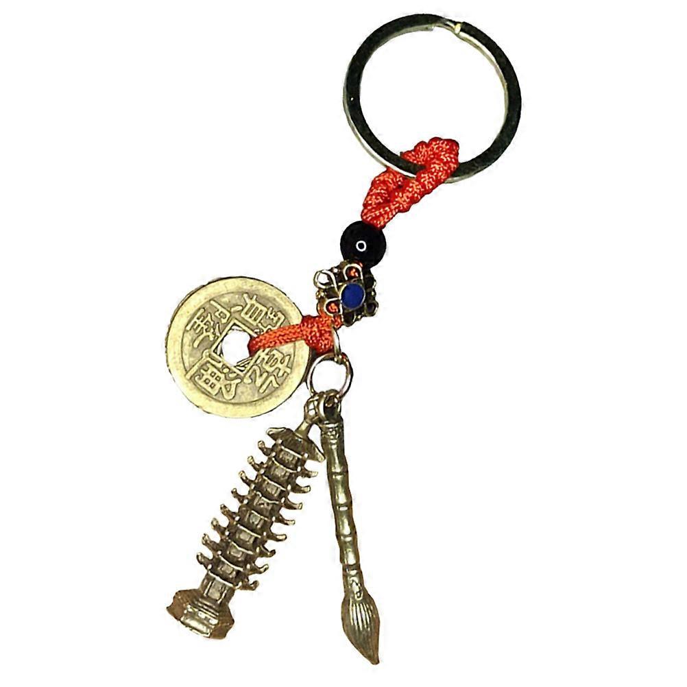 Metal Key Pendant Decorative Keychain Vintage Style Nine Layer Tower Shape Hanging Decor 1Set