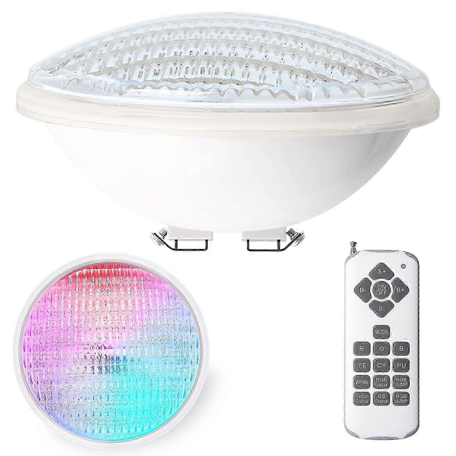 12W LED Pool Light PAR56 Waterproof IP68 RGBW Pool Light Submersible Light 12V DC/AC Full Color Led Spotlight with Remote Control 7 Adjustable Colors