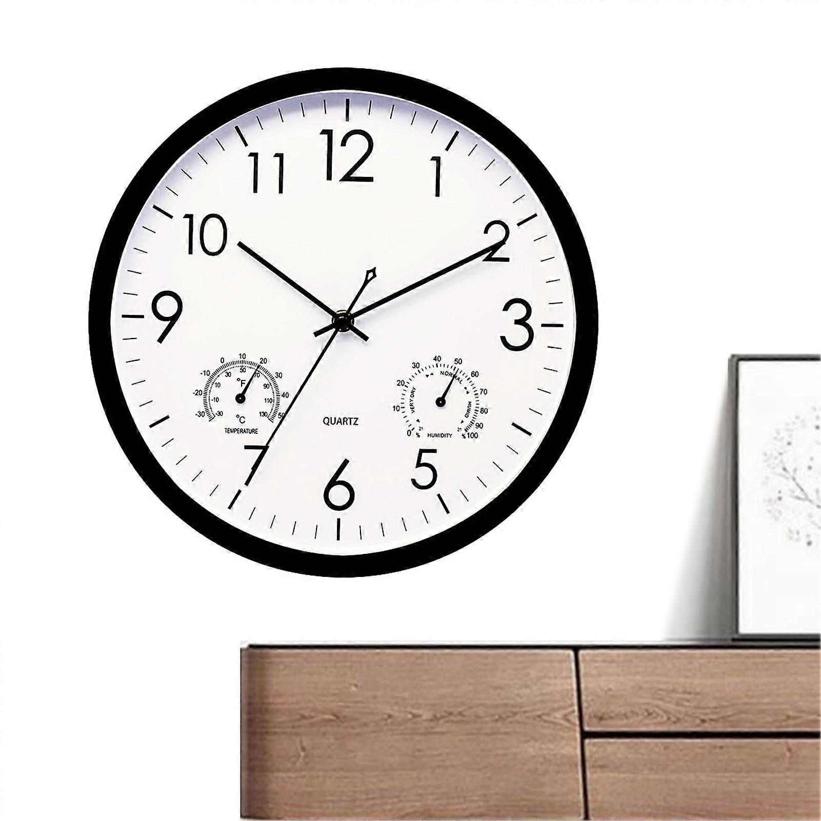 Outdoor Clock with Temperature and Humidity,, Elegant Retro Patio Clocks Black