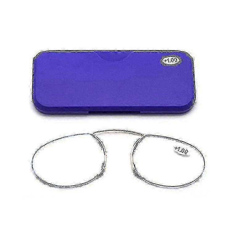 Nose Clip Reading Glasses Pince-Nez Foam Magnifier Round Men's Glasses 3-Blue
