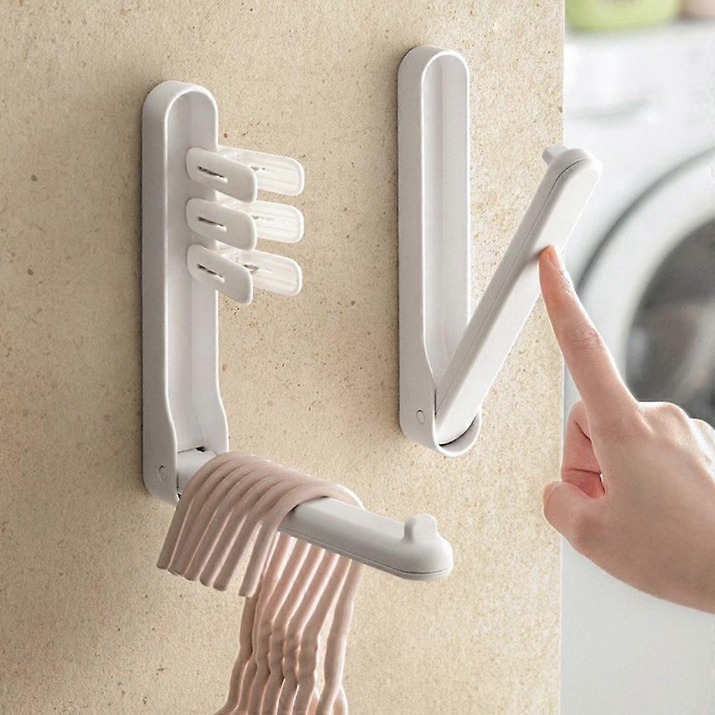 2x Foldable Clothes Hanger Storage Organizer, Wall-Mounted Rack