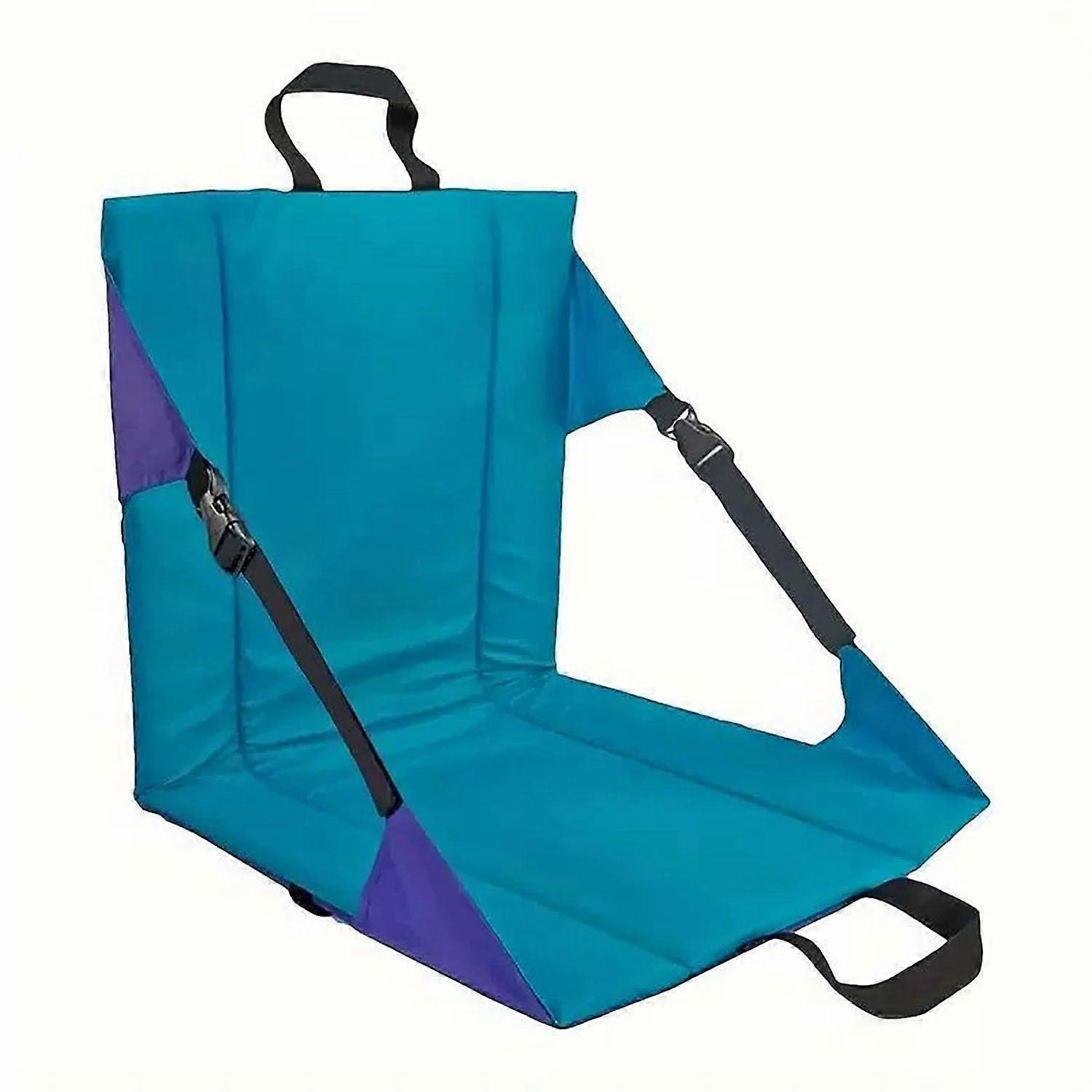 folding stadium chair with backrest, durable padded seat in blue.