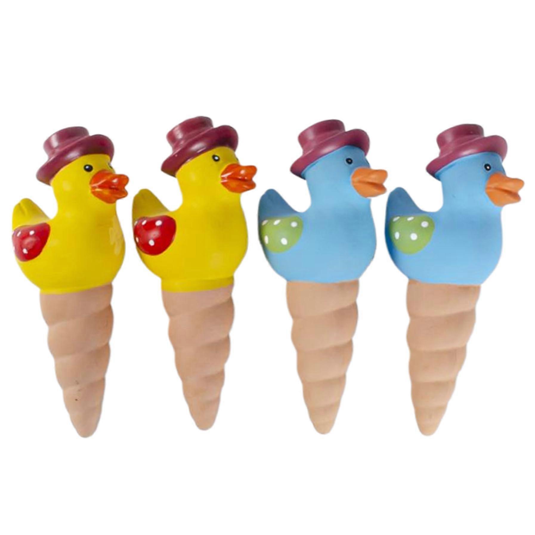 Terracotta Watering Spikes 4-Pack, 1100ml Automatic Duck-Shaped Waterer for Indoor and Outdoor Gardens