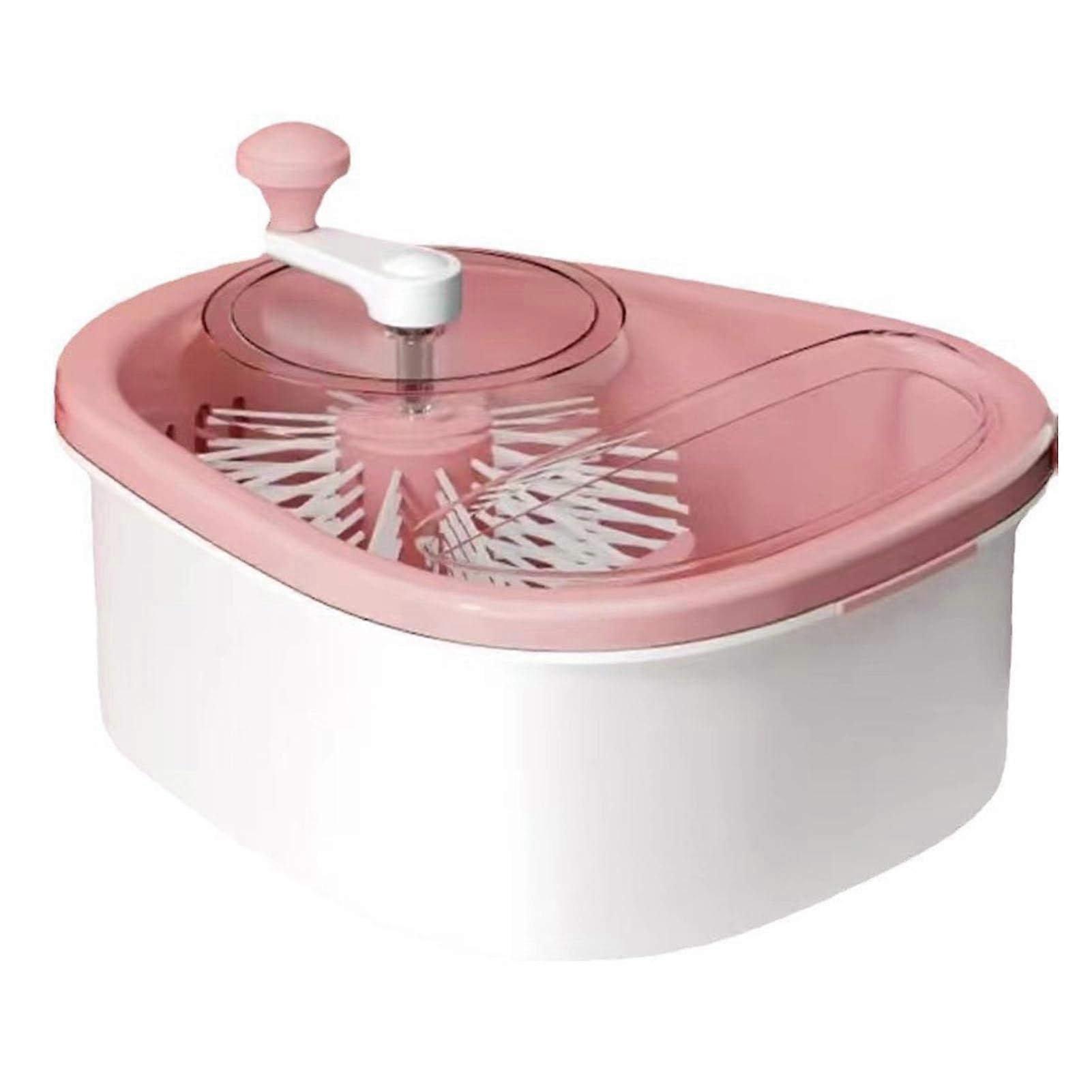 Efficient vegetable washing basket, circular cleaning, transparent, fast draining, repeated cleaning at multiple angles, pink