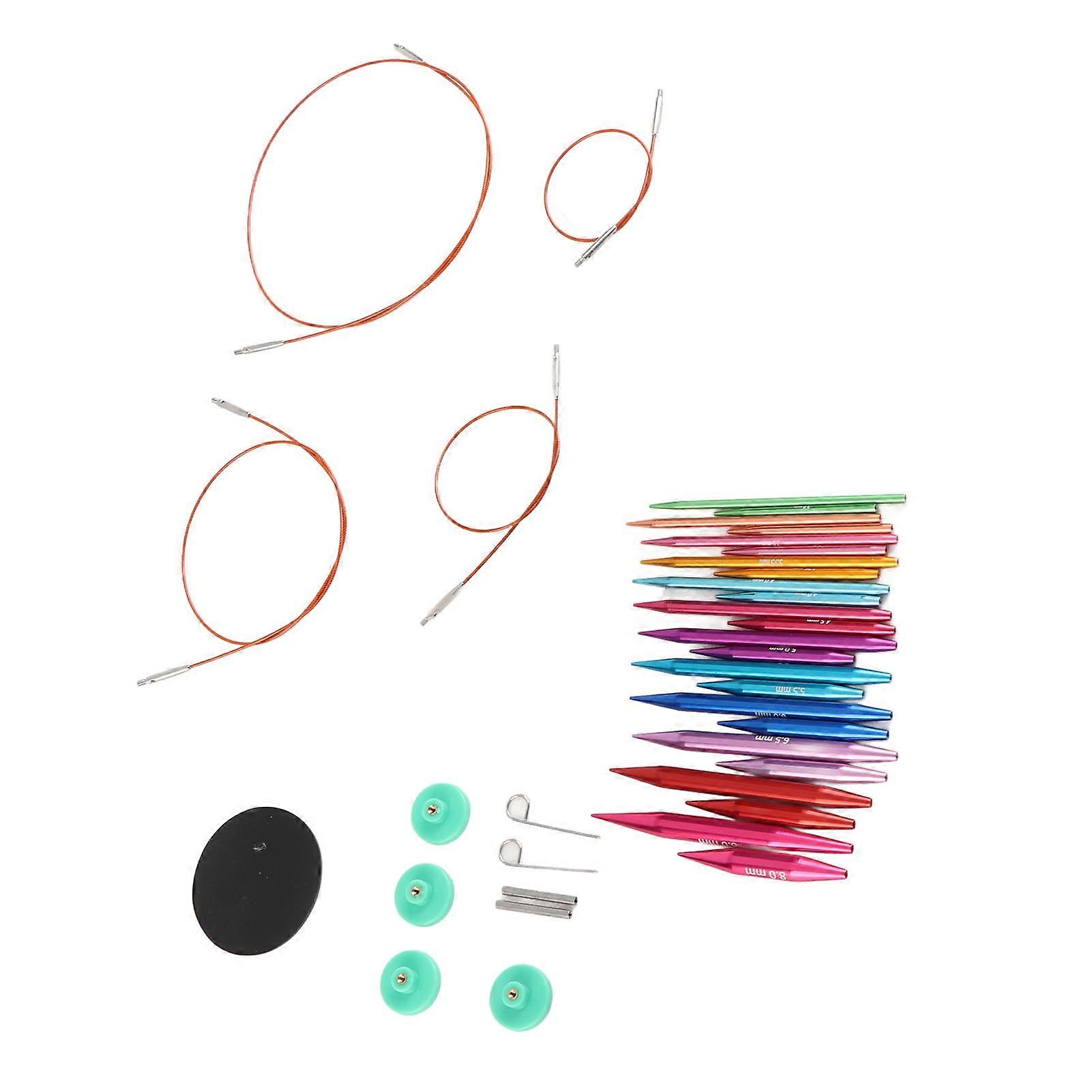 Circular Knitting Needle Set 3 to 8mm Interchangeable Assorted Colors Circular Needle Set with Storage Bag for Craft 