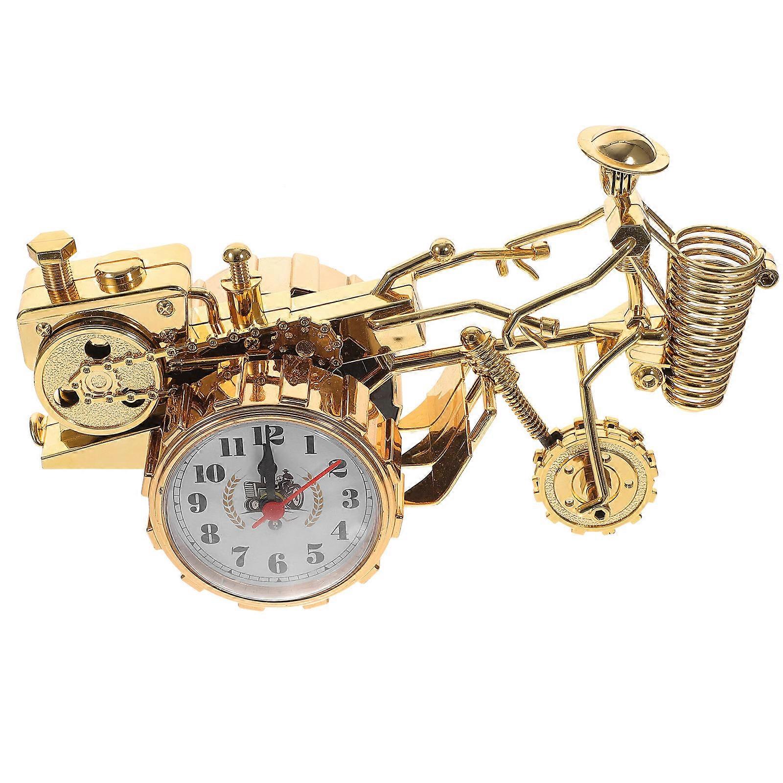 Golden Tractor Alarm Clock for Home Use Simulation Tractor Shaped Clock Decor