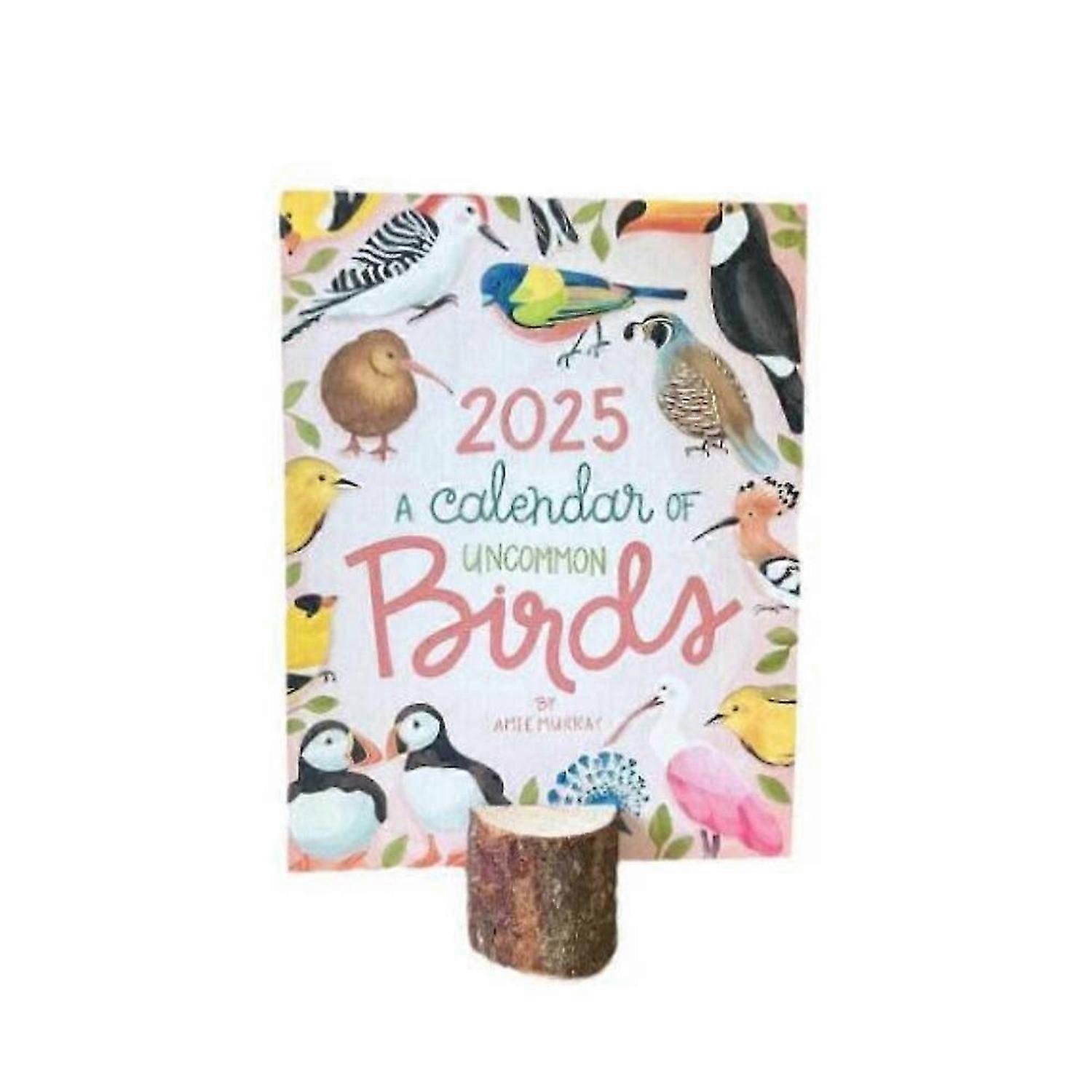 2025 Hand Drawn Bird-Themed Desk Calendar, Page-A-Month Standing Desk Calendar