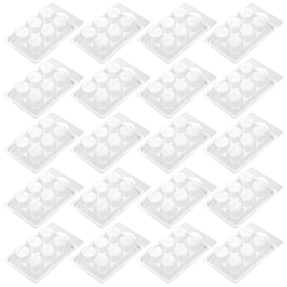 Wax Melts Wax Cubes Container Multi Use 6-Compartment Storage Case for Wickless Wax Melt Candles PVC 20X7.5X2.5cm Candle Making 25Pack