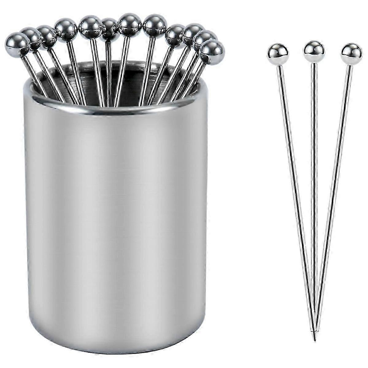 Metal Cocktail Picks Holder Set, 12 Cocktail Οδοντογλυφίδες Επαναχρησιμοποιήσιμες