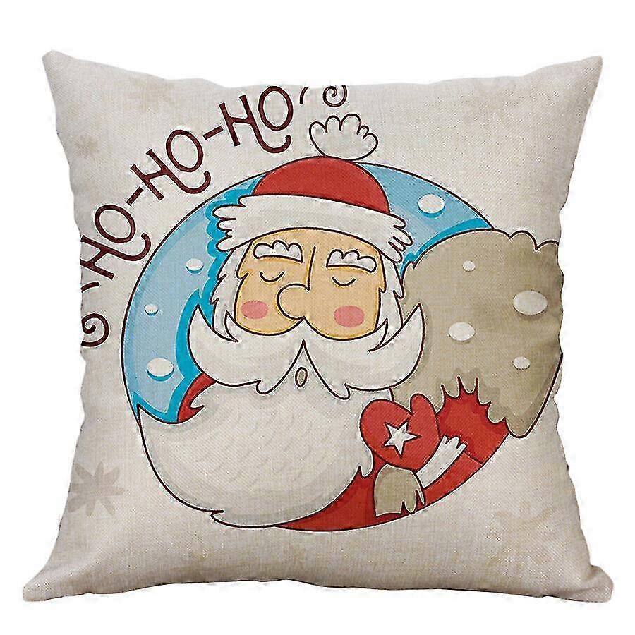 Capa de almofada de linho de algodão com estampa de Natal dos desenhos animados Design de decoração de casa