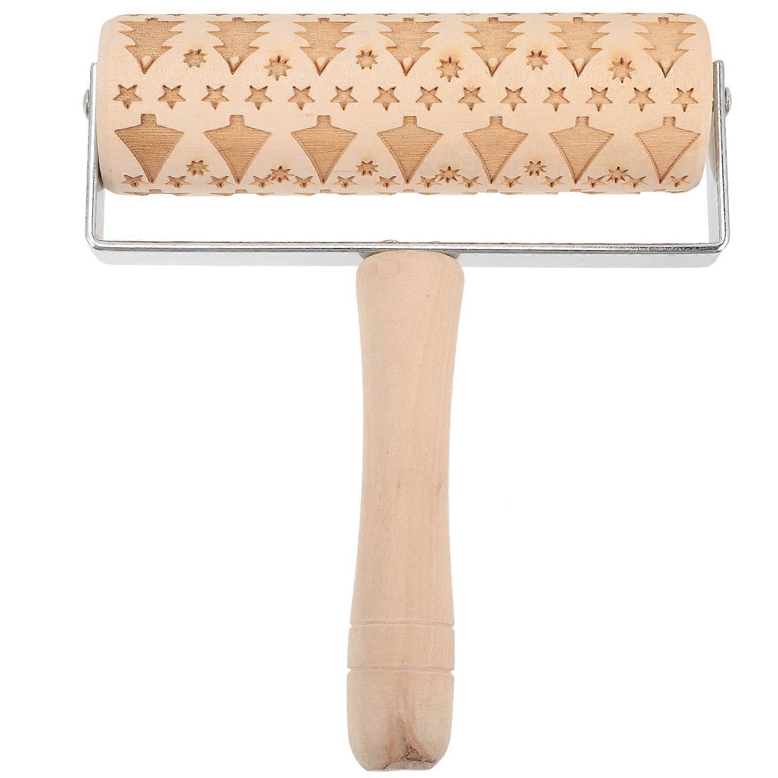 Bakery Rolling Pin Embossed Design Multi Color 18x15cm For Christmas Baking 1Set