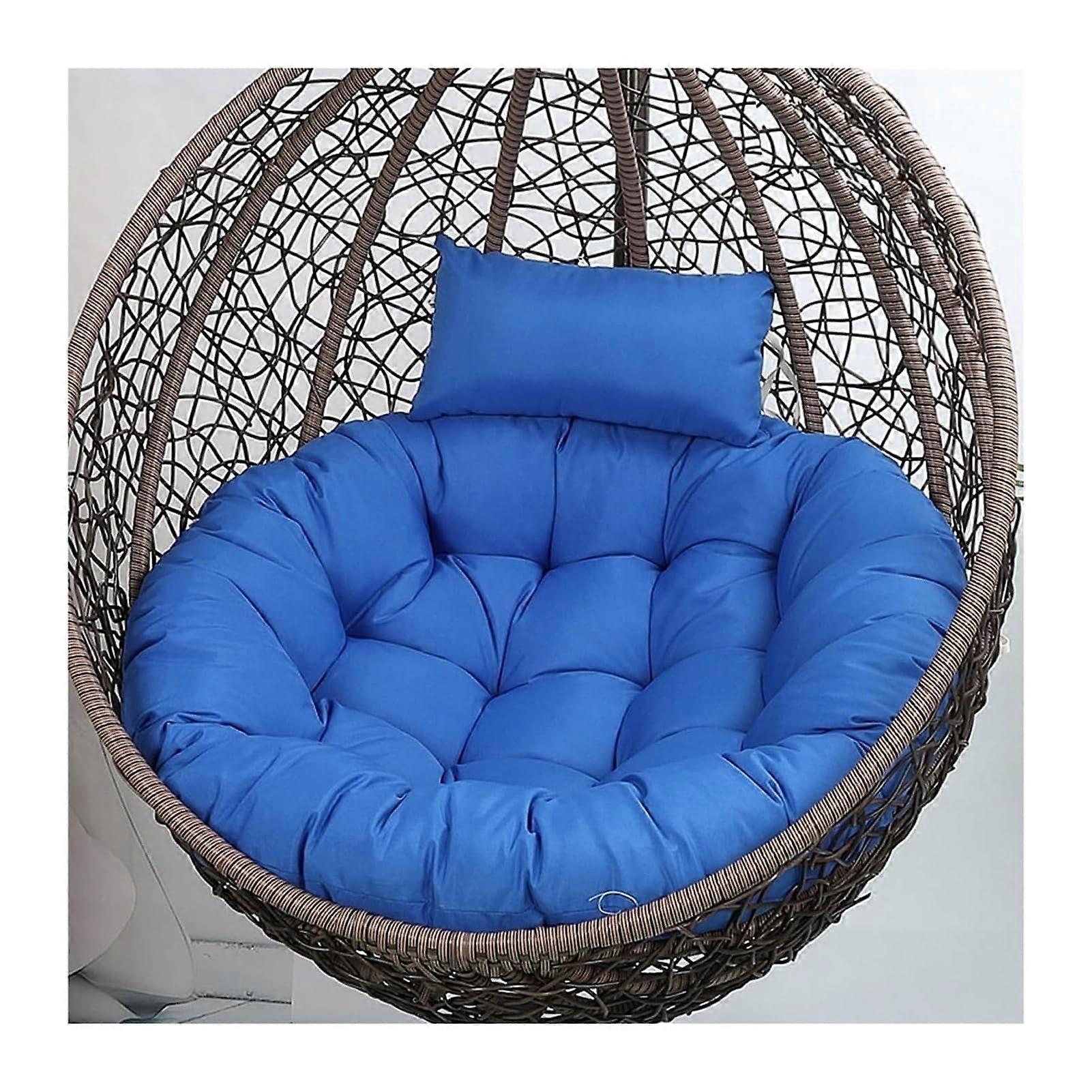 Replacement cushion for egg chair, hanging chair cushion with headrest (Navy Blue, 120cm)
