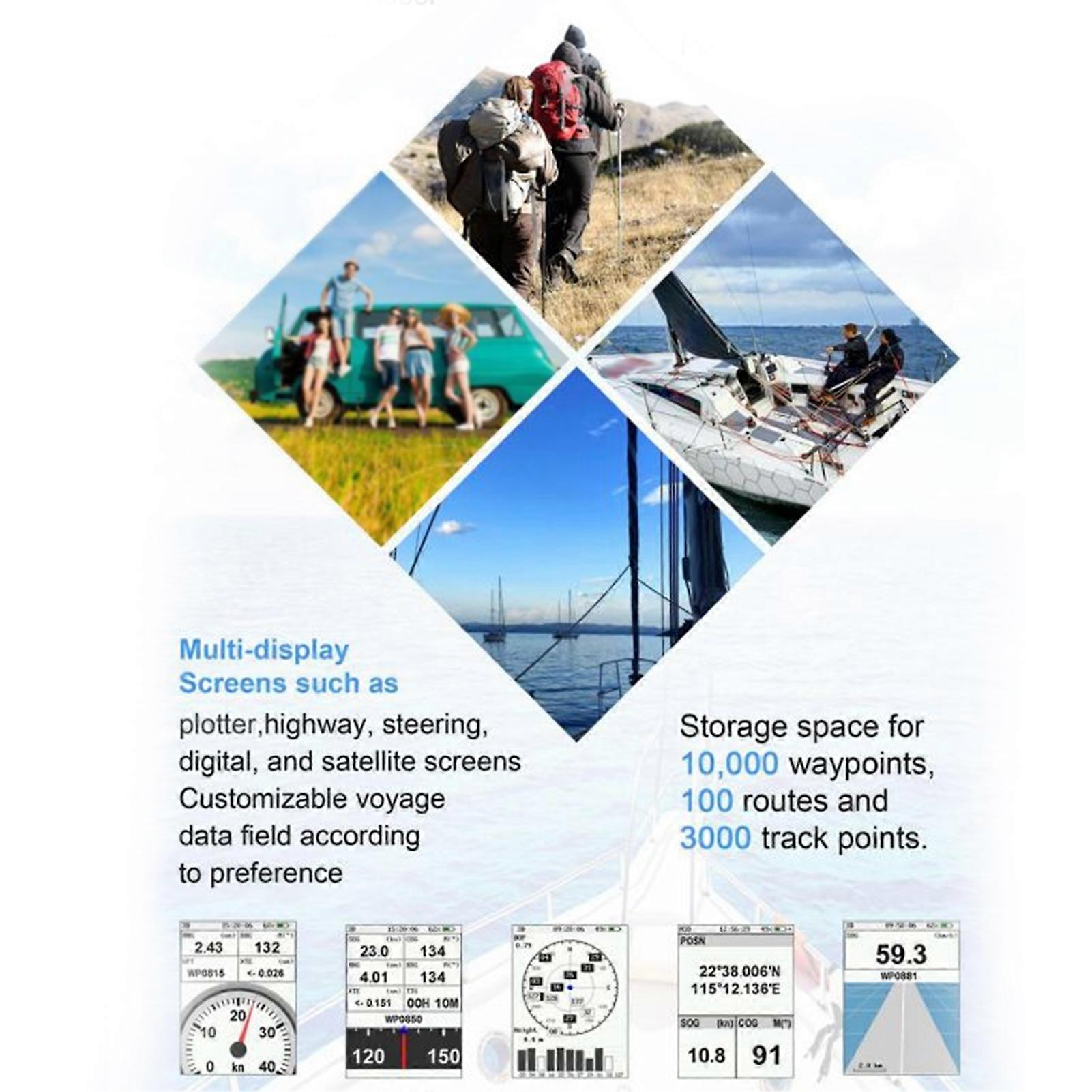 2.8in Handheld GPS Navigator High Sensitivity with MultiFunction Display Screen Waterproof Device(Black )