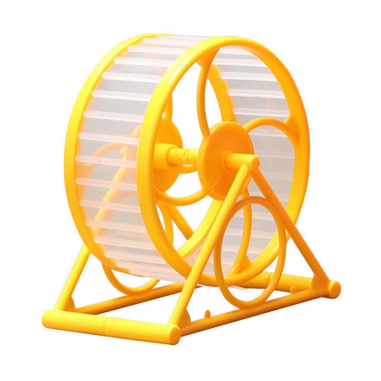 Small Bird Hamster Running Wheel with Stand Household Running Jogging Toy Exercise Wheel Household Running Jogging Toy Yellow