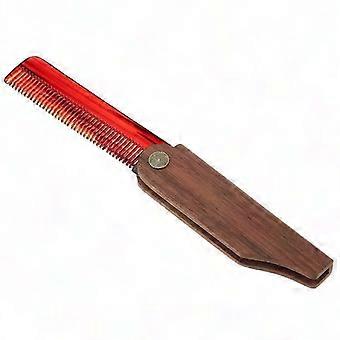 Portable Folding Comb Beard Hair Comb Clip Wooden Anti-Static - , as described