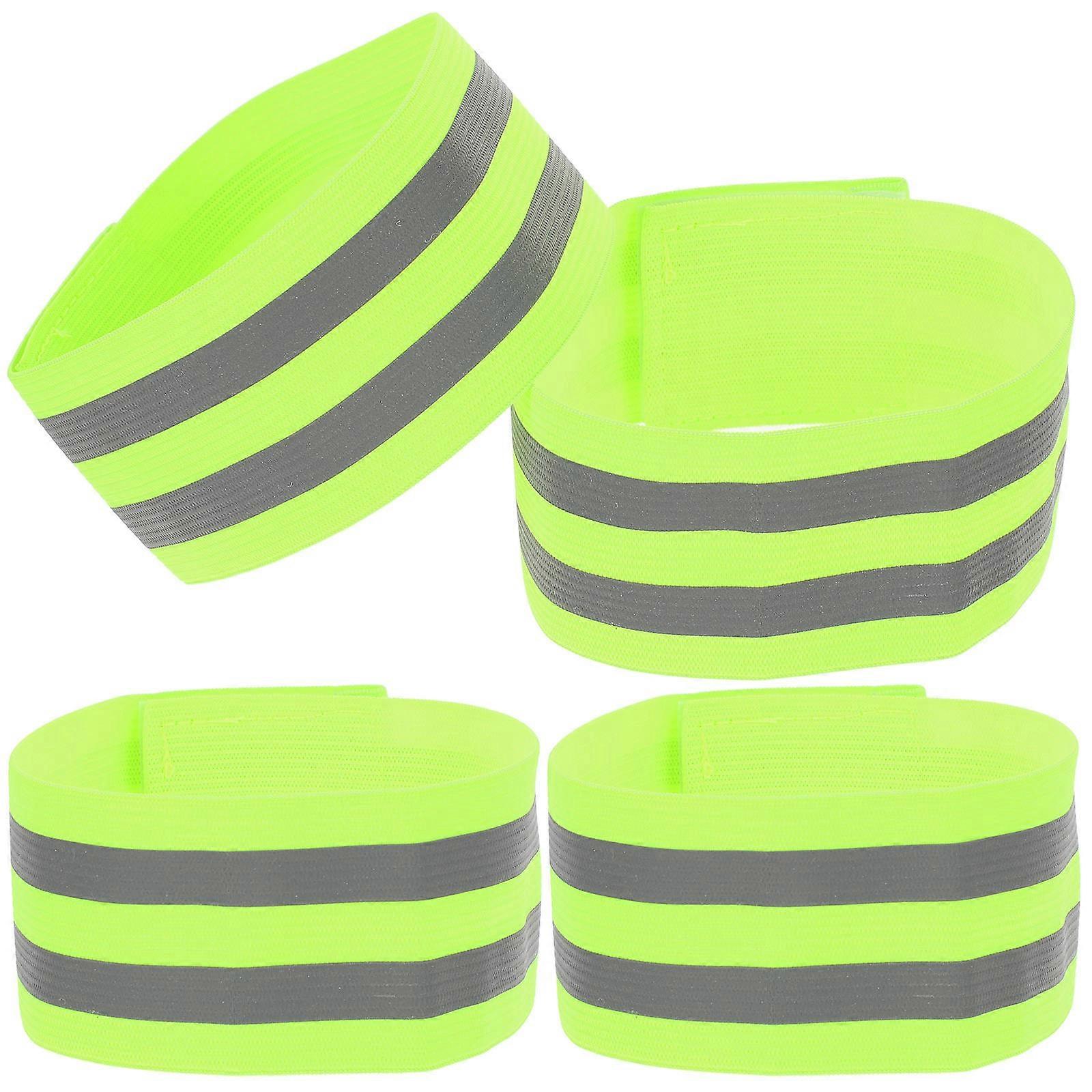 4pcs Reflective Wristbands, High Visibility Elastic Straps for Running, Cycling, Hiking Safety