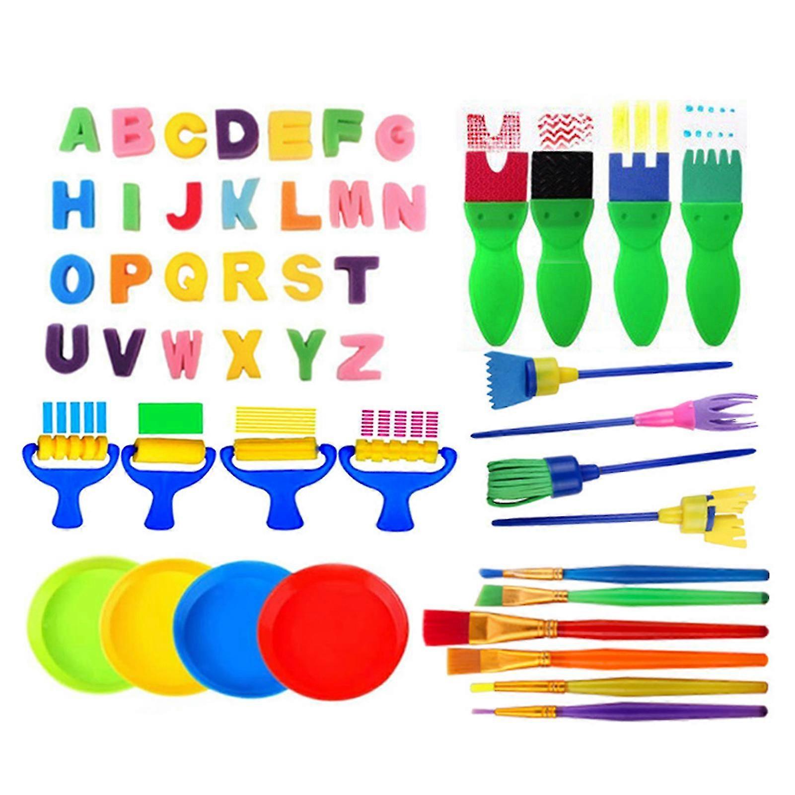 48Pcs Kids Paint Brushes Set for Creative Drawing and Fun Learning Activities