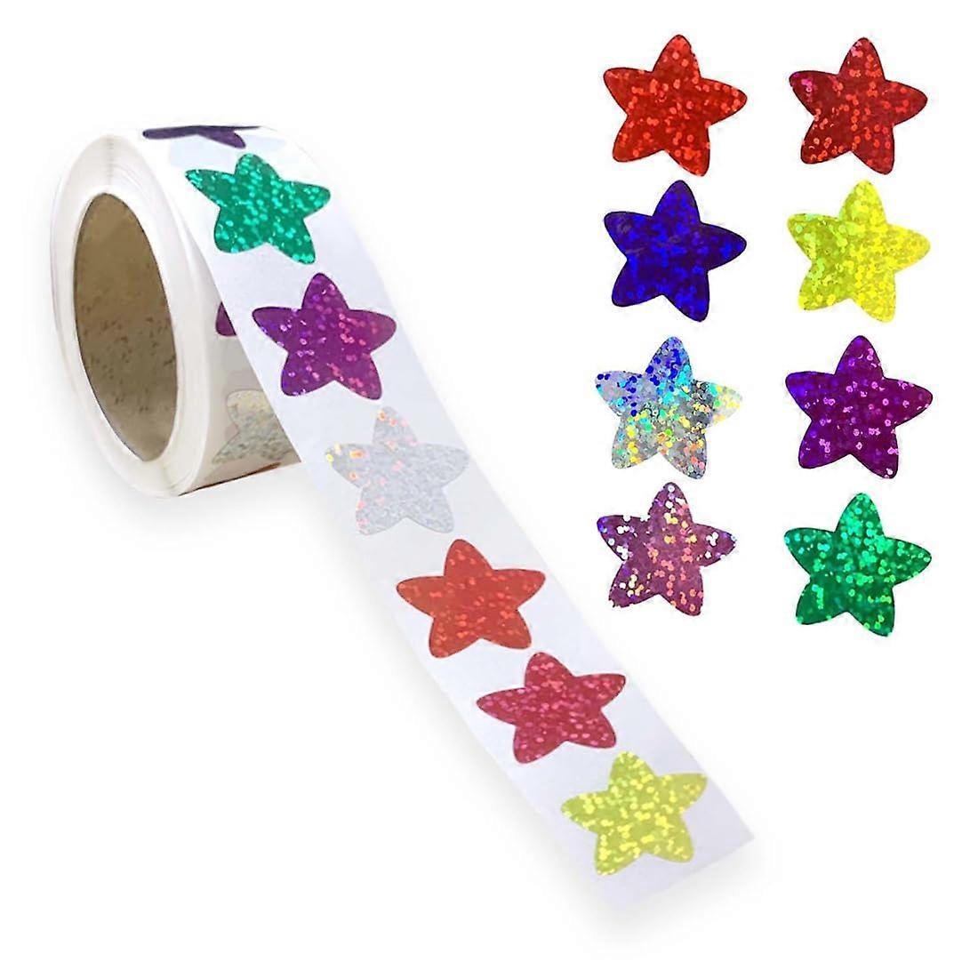 Gold Star Stickers Pack of 500, 2.5 cm Self-Adhesive Colourful Glitter Star Stickers for Kids DIY Scrapbooking