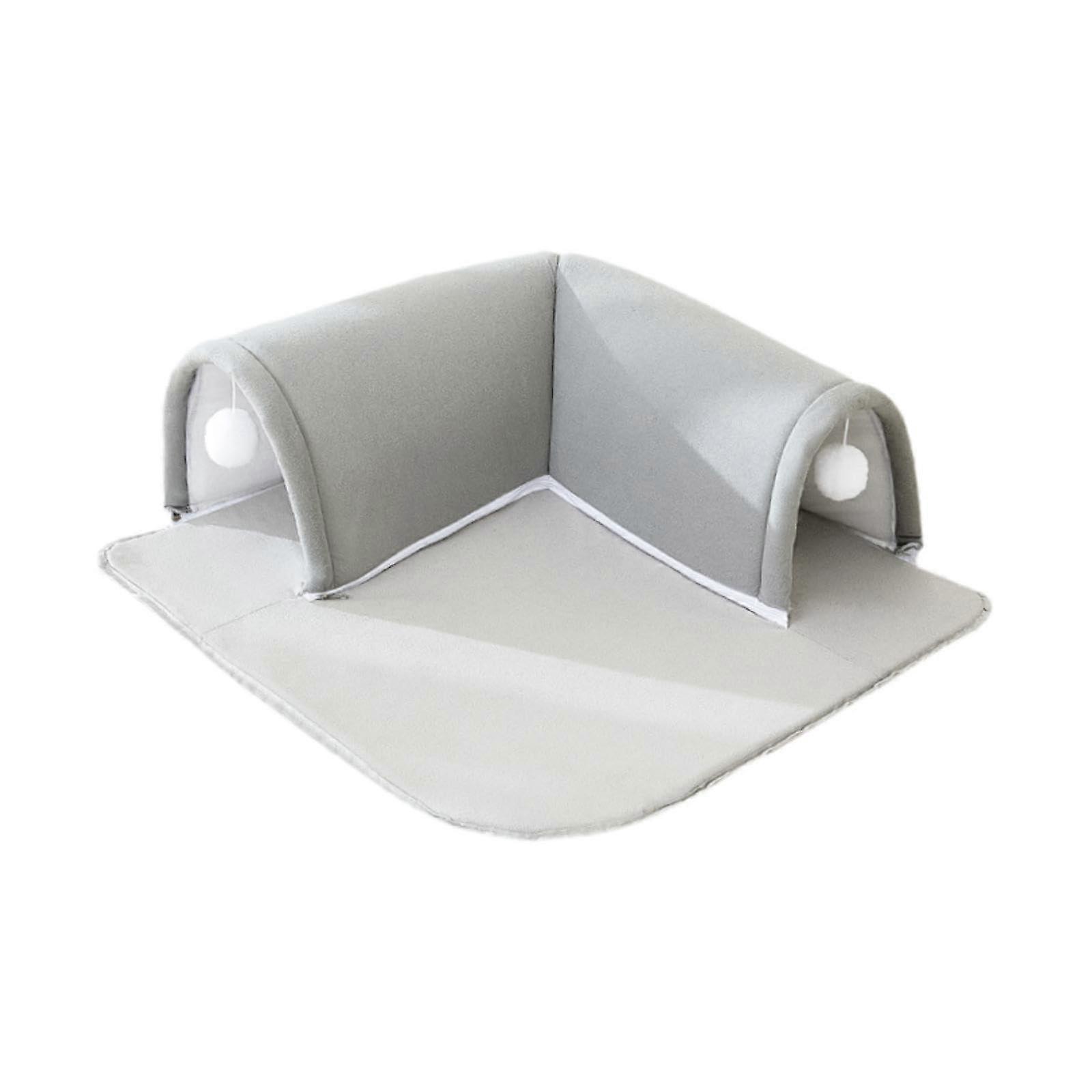 Cat Tunnel and Bed with Ball, Soft Washable Cave Cat House for House Cats, Cat Bed for Small Medium Large Cats, Movement, Grey S