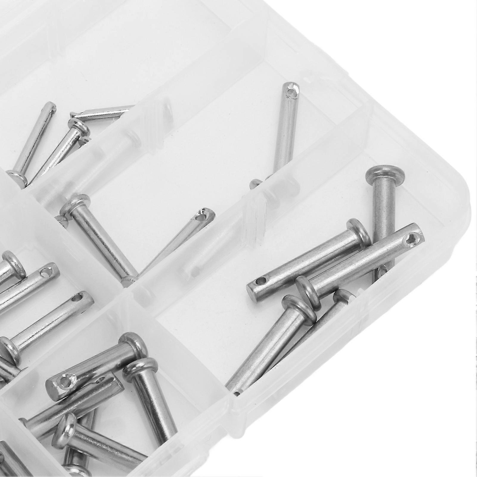 12 Sizes Stainless Steel Clevis Pin Single Hole Flat Head T Shape Round Pin Assortment Kit for Car 44pcs