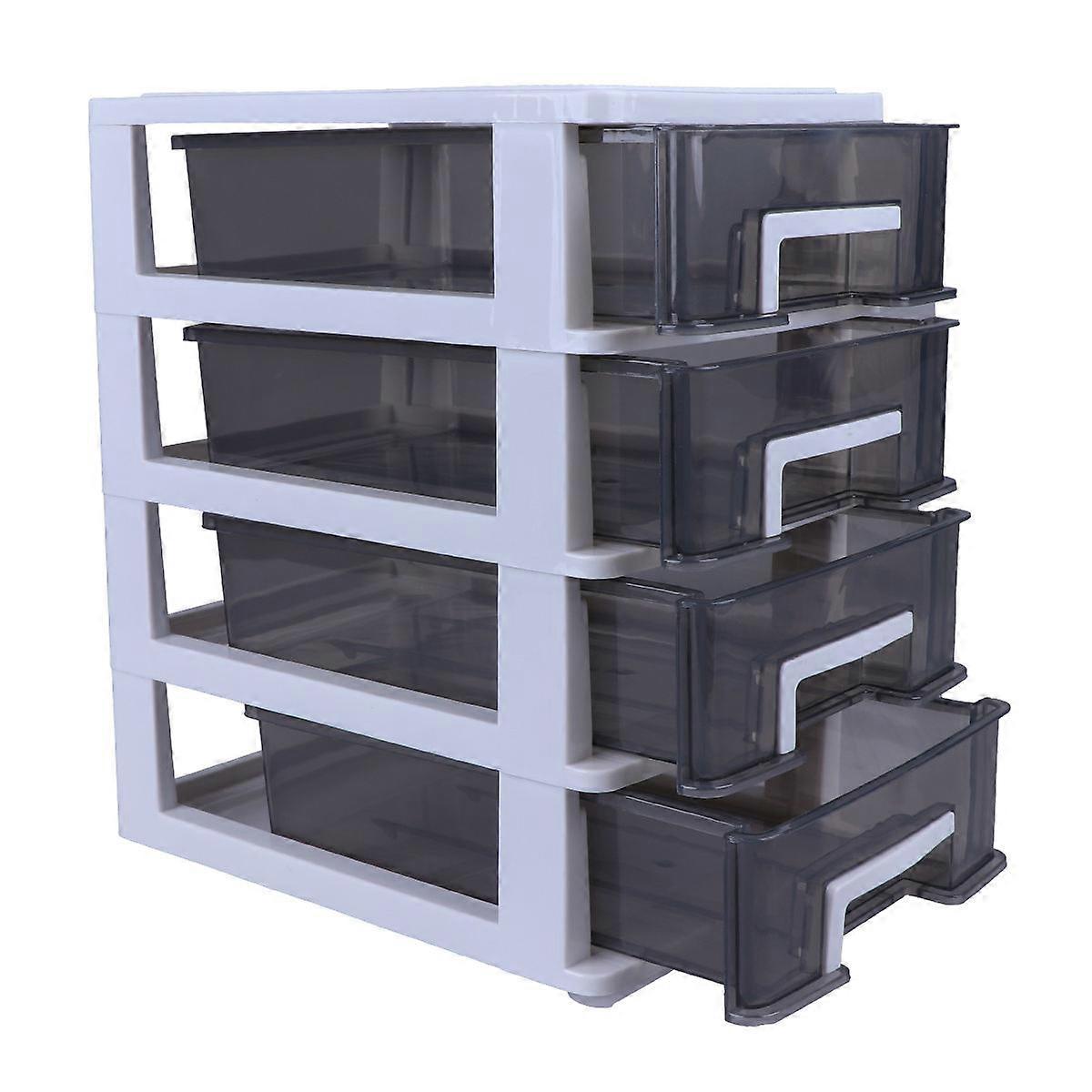Transparent 4 Layer Plastic Storage Box Multifunctional Drawer Organizer for Office Home Study Dustproof Holder for Cosmetics and Desktop Items