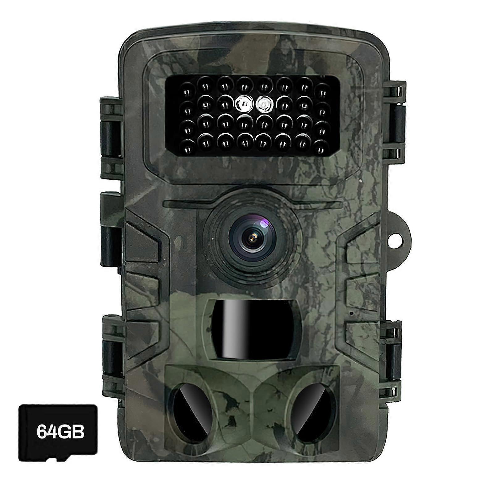 Wildlife Camera with Motion Sensor and Night Vision, 36MP 1080P HD, 0.3s Trigger Speed, 940 NM Infrared, IP66 Waterproof, 64GB Card Included
