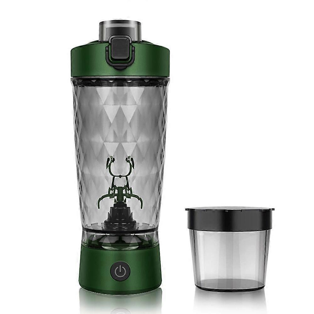 Electric Protein Powder Shaker Cup, 650ml Automatic Mixer for Milk and Coffee, Green, Ideal for Fitness and Outdoor Use