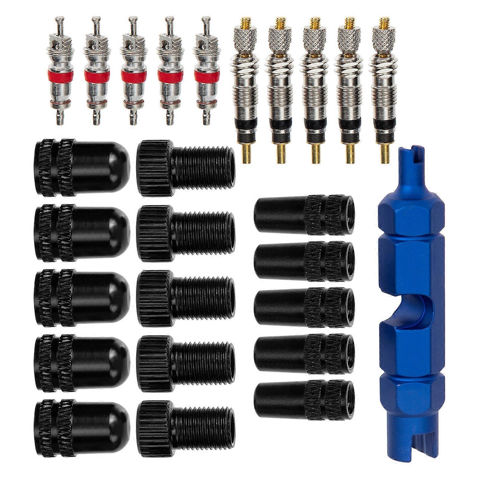 Bicycle Repair Kit Valve Core Caps For Cycling Repair Tire Inflation Adapter Shape Aluminum 1 Set