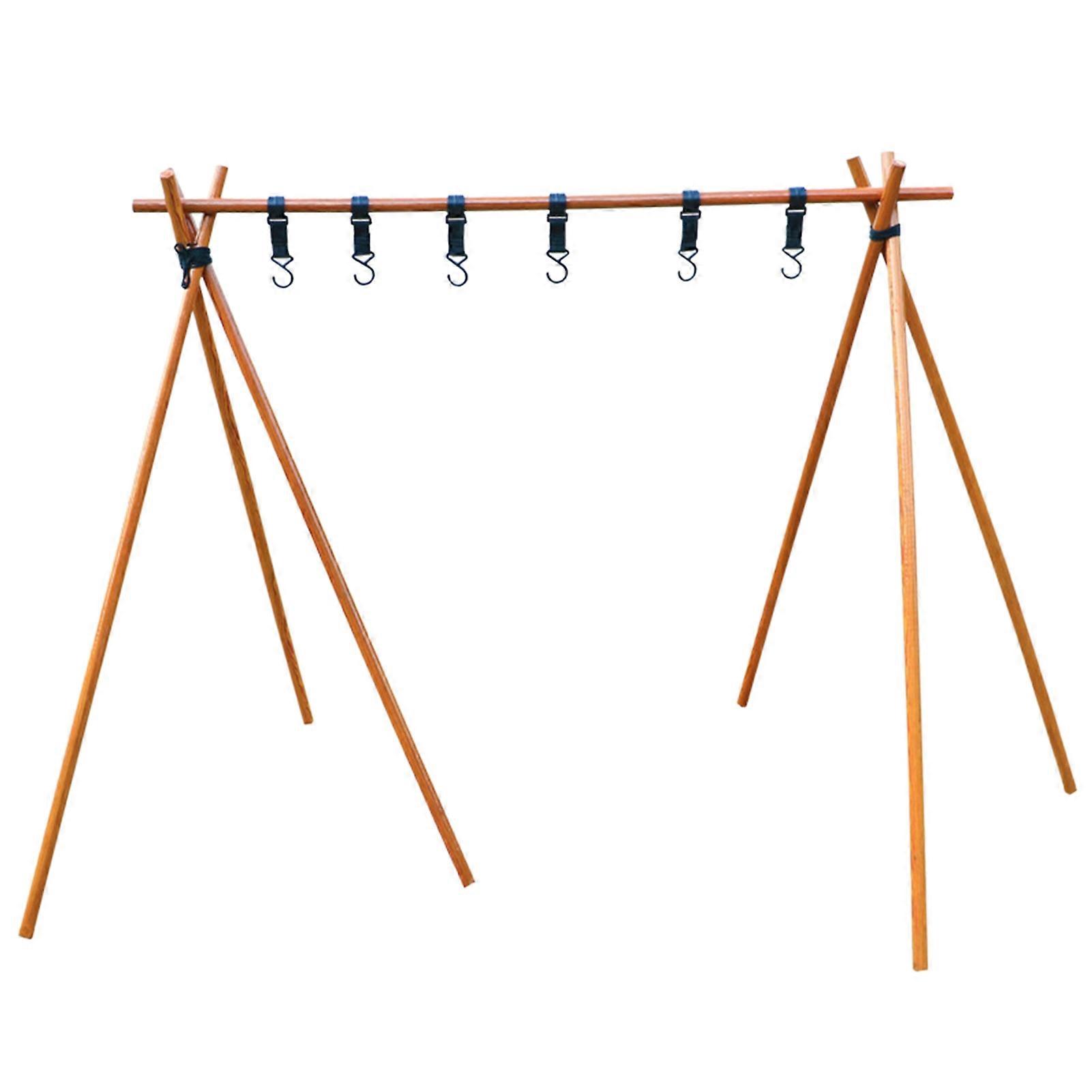 Outdoor Camping Triangular Rack High Load Bearing Wooden Triangular Storage Hanging Stand 125cm