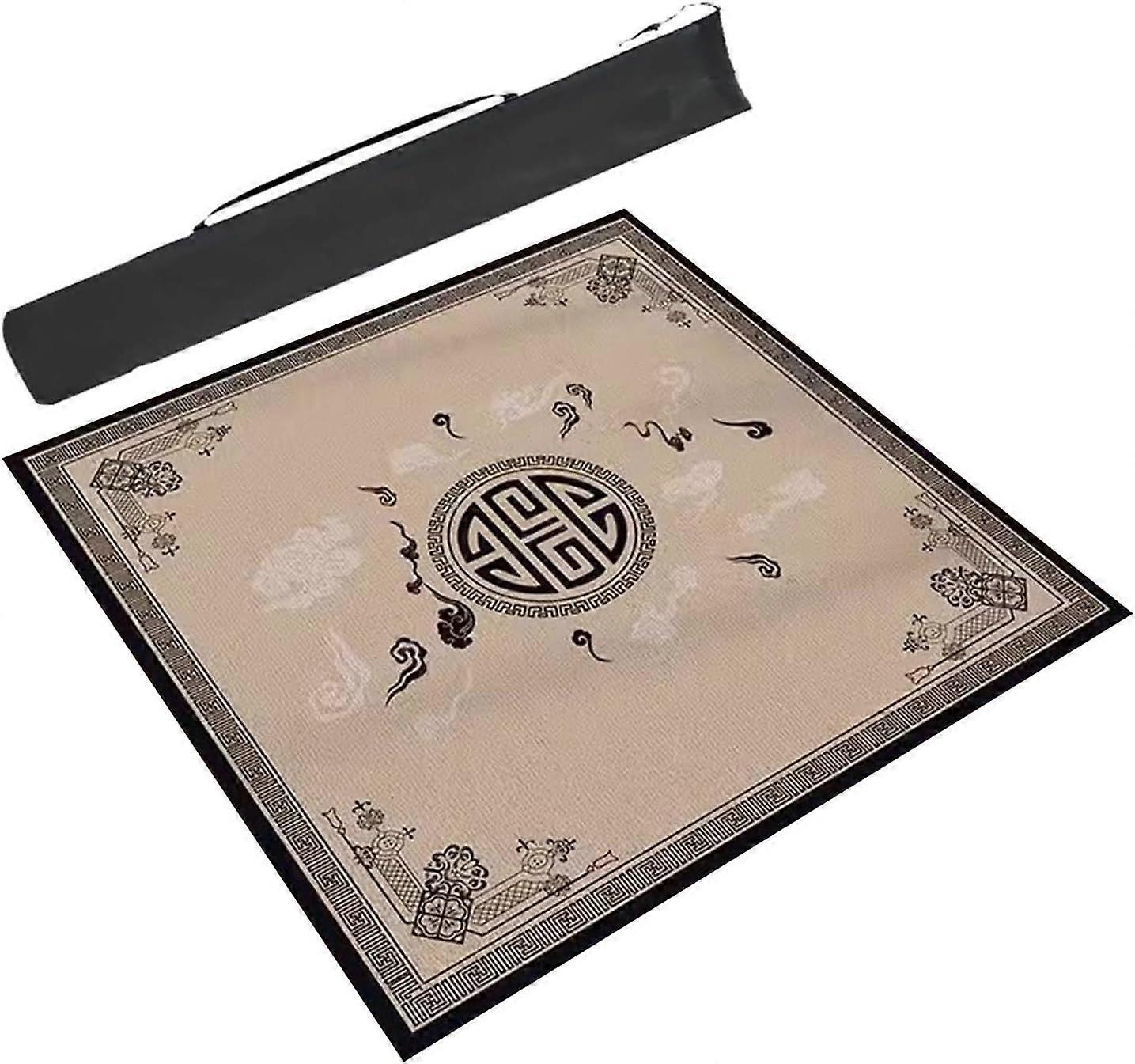 Mahjong Mat, Game Table, Square Mahjong Table Mat with Rubber Backing, NonSlip (Brown, 37.4x37.4 in)