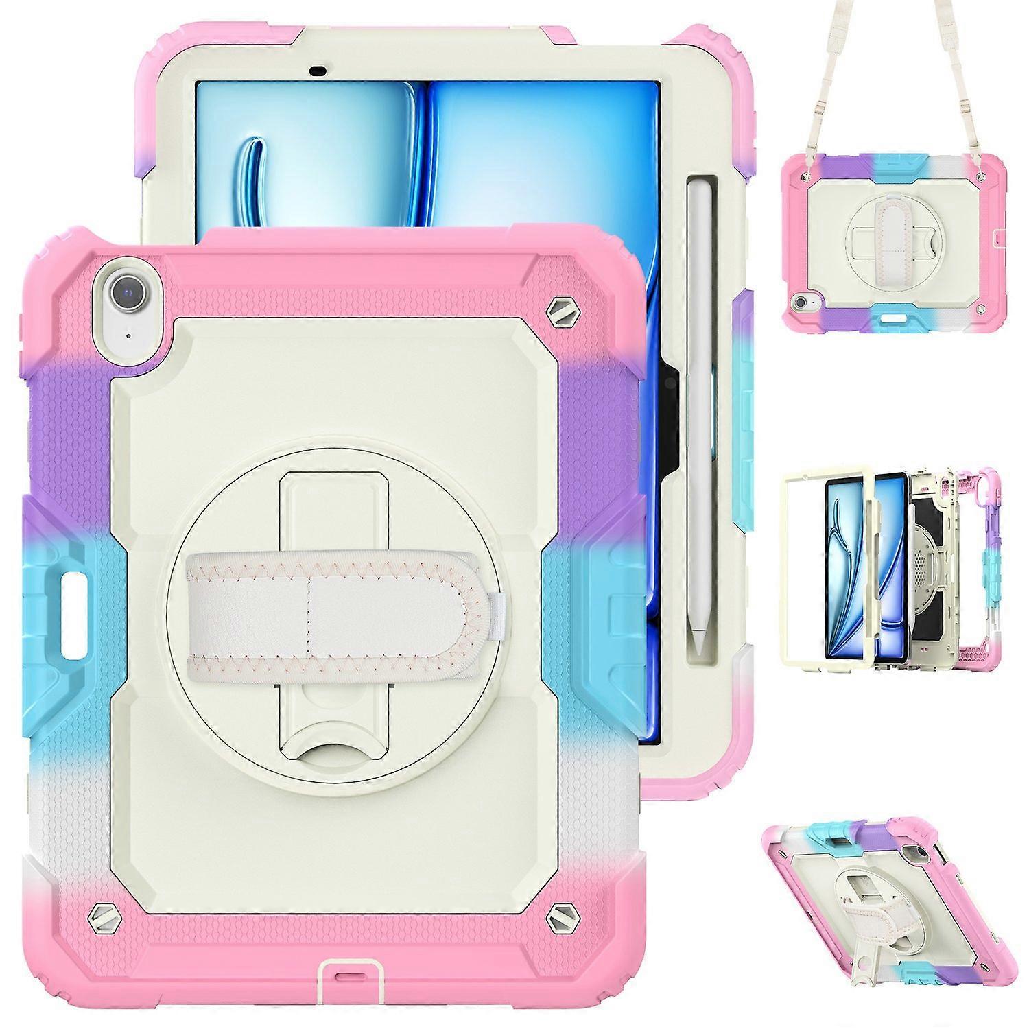 For iPad Air 11 (2025) (2024) Case with Screen Protector Kickstand PC+Silicone Tablet Cover - Colorf