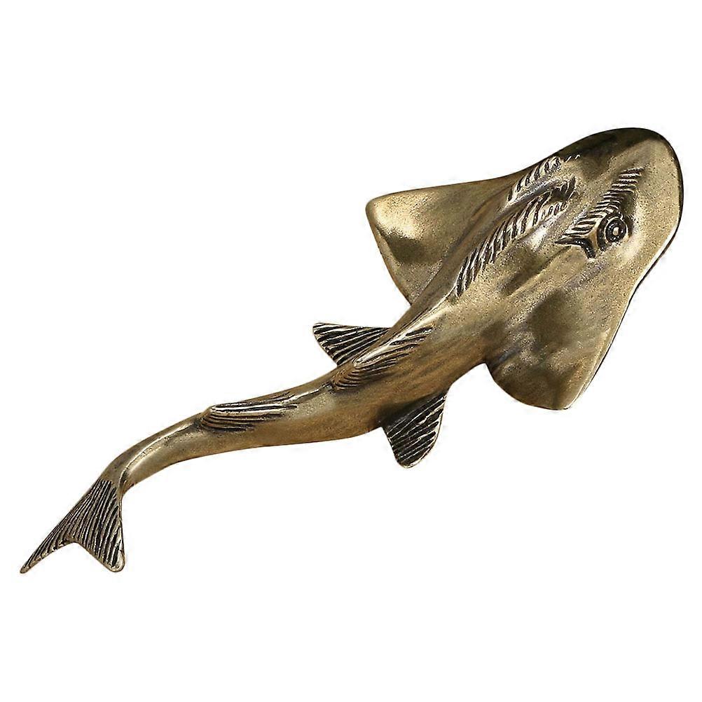 Guitarfish Adornment Artificial Fish Models Tabletop Ornament Home Decor 10.80X4.90X2.00CM Golden 1Pack