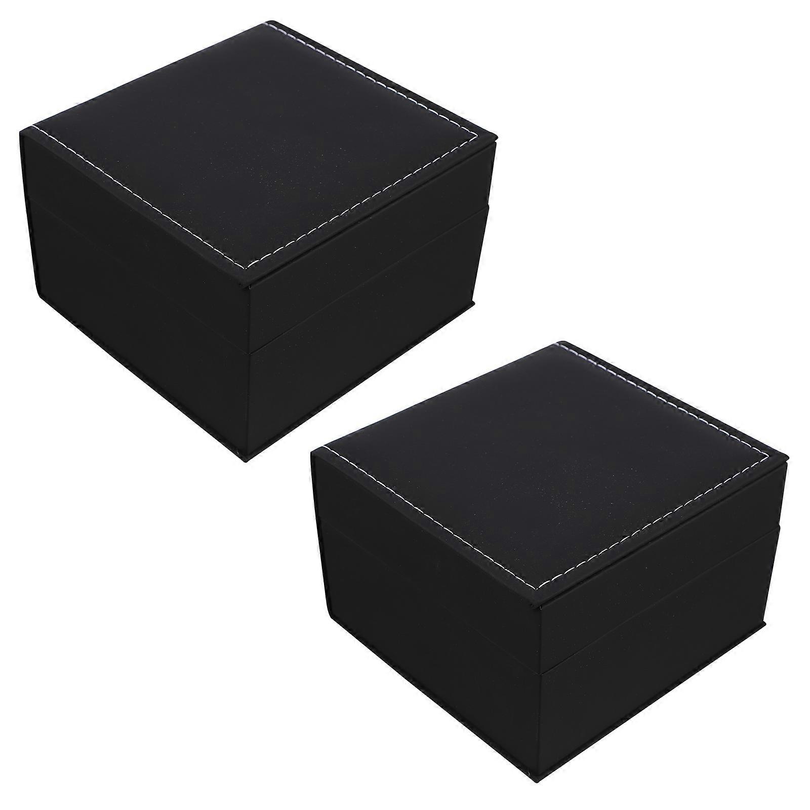2 Pcs Large PU Watch Storage Boxes, Practical Gift Watch Cases for Men and Women, Portable Lightweight Multi Functional