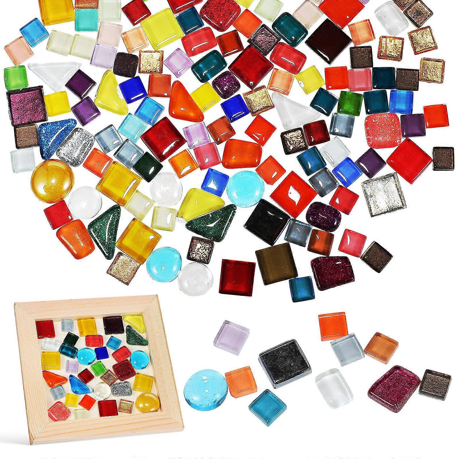 Crystal Mosaic Tiles Mixed Colors DIY Craft Supplies Flat Back Smooth Edges for Vase Photo Frame Wall Decoration Handmade Artistic Patches